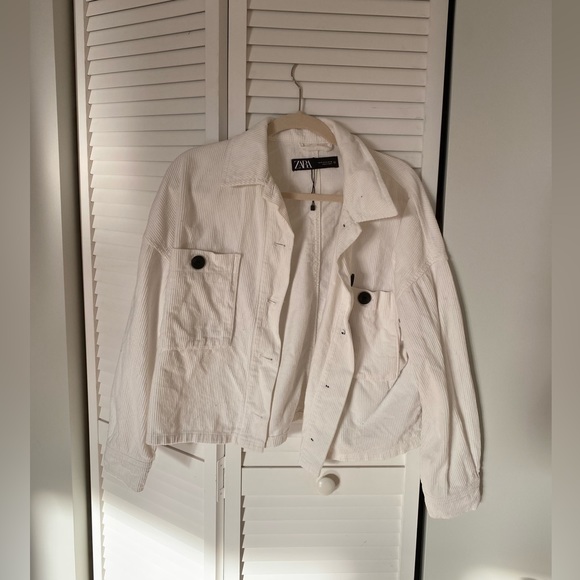 Zara Jackets & Coats Zara White Corduroy Shacket Poshmark